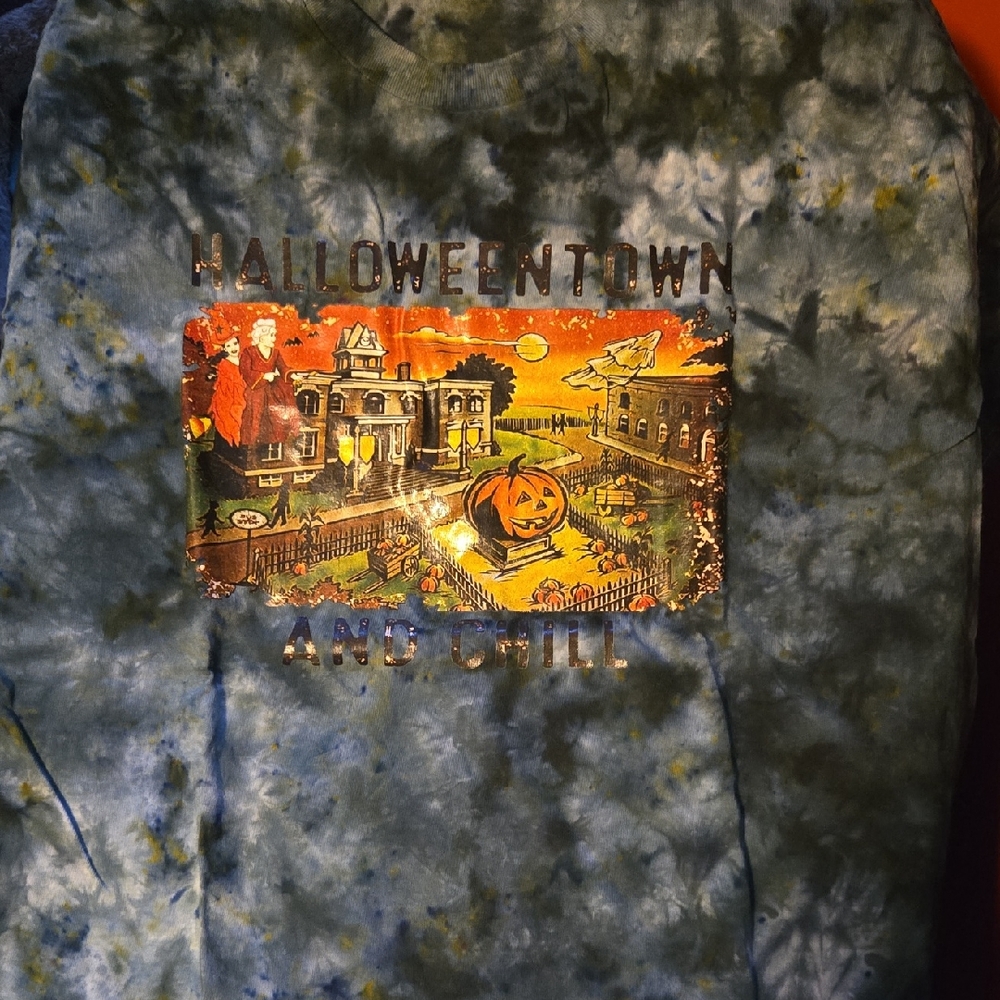 Xl Halloween Town Gildan Blue/green Tie-Dye Heavy Cotton Tee